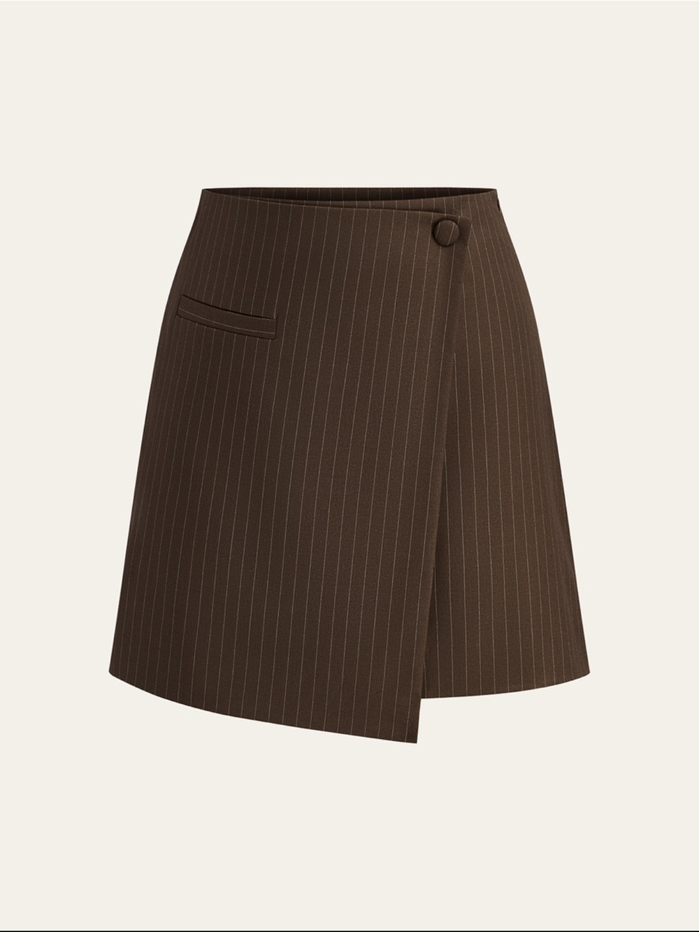NWT Commense Brown Pinstripe Wrap A-Line Skirt
